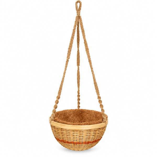 Trellis Bliss 10″ Bamboo Hanging Planter (Jute Rope Hanger)