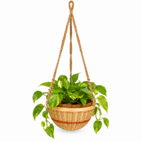 Trellis Bliss 10″ Bamboo Hanging Planter (Jute Rope Hanger)