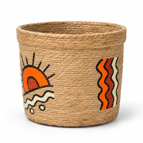 Trellis Bliss 4" Hand-Painted Jute Succulent Planter