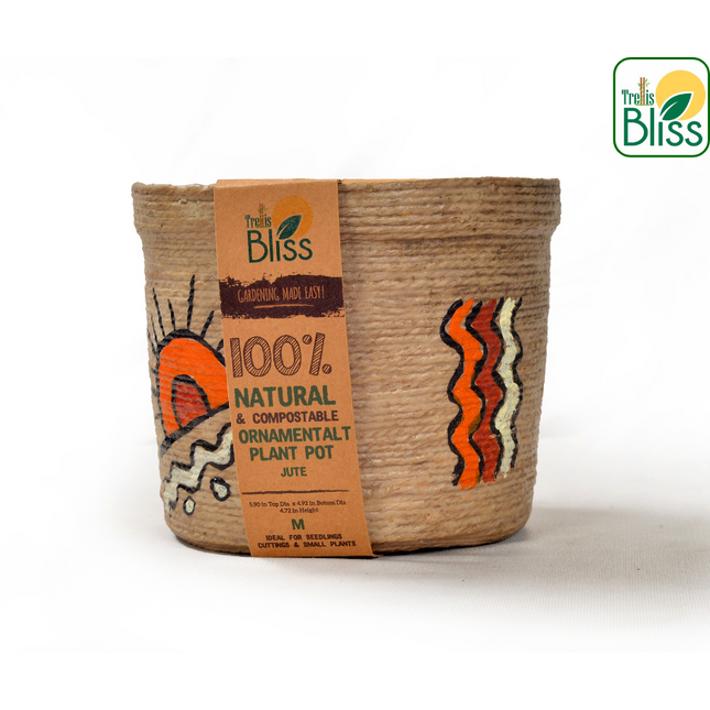 Trellis Bliss 4″ Hand-Painted Jute Succulent Planter